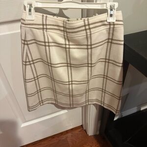 J. Crew Cream and Brown Plaid Mini Skirt